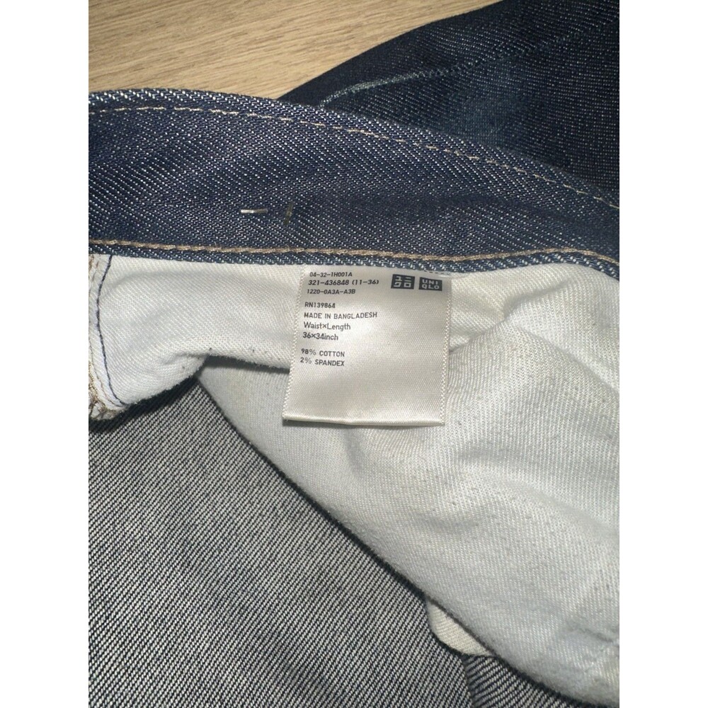 Uniqlo Slim Straight Stretch Selvedge Jeans Dark Wash 436848 36x27 - Picture 5 of 10